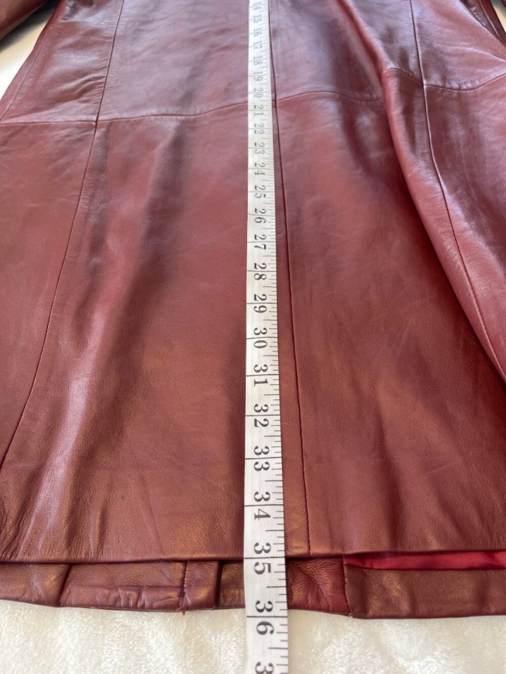 Vintage Halogen Womens Leather Coat Small S Burgundy Button-Up Jacket DH2 - Picture 7 of 7
